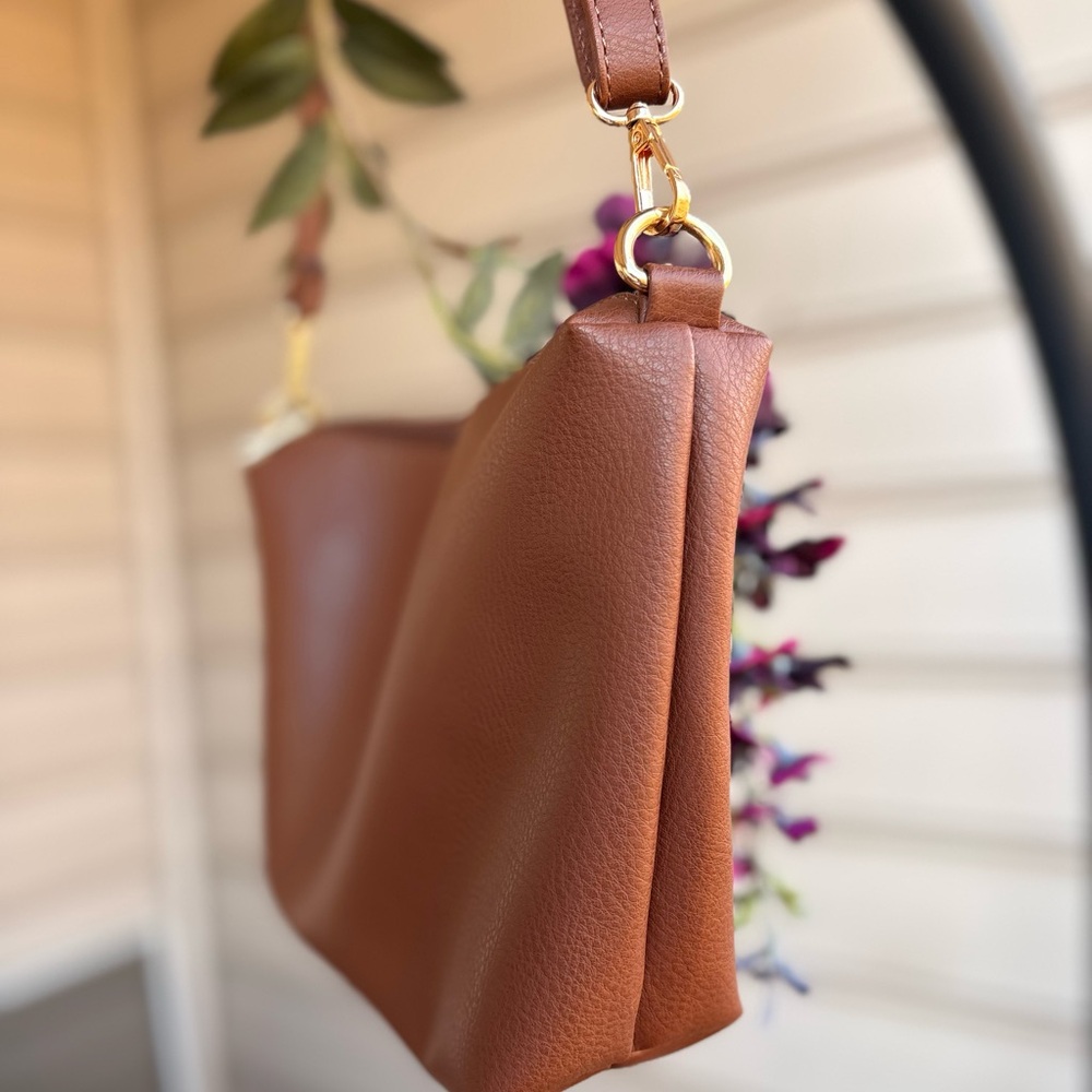 Mia K Collection Hobo Crossbody | Brown | Minimal & Versatile | Like-New - Picture 4 of 12